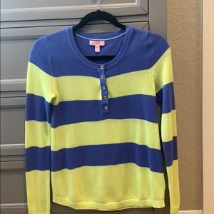 Lilly Pulitzer sweater blue and neon yellow
